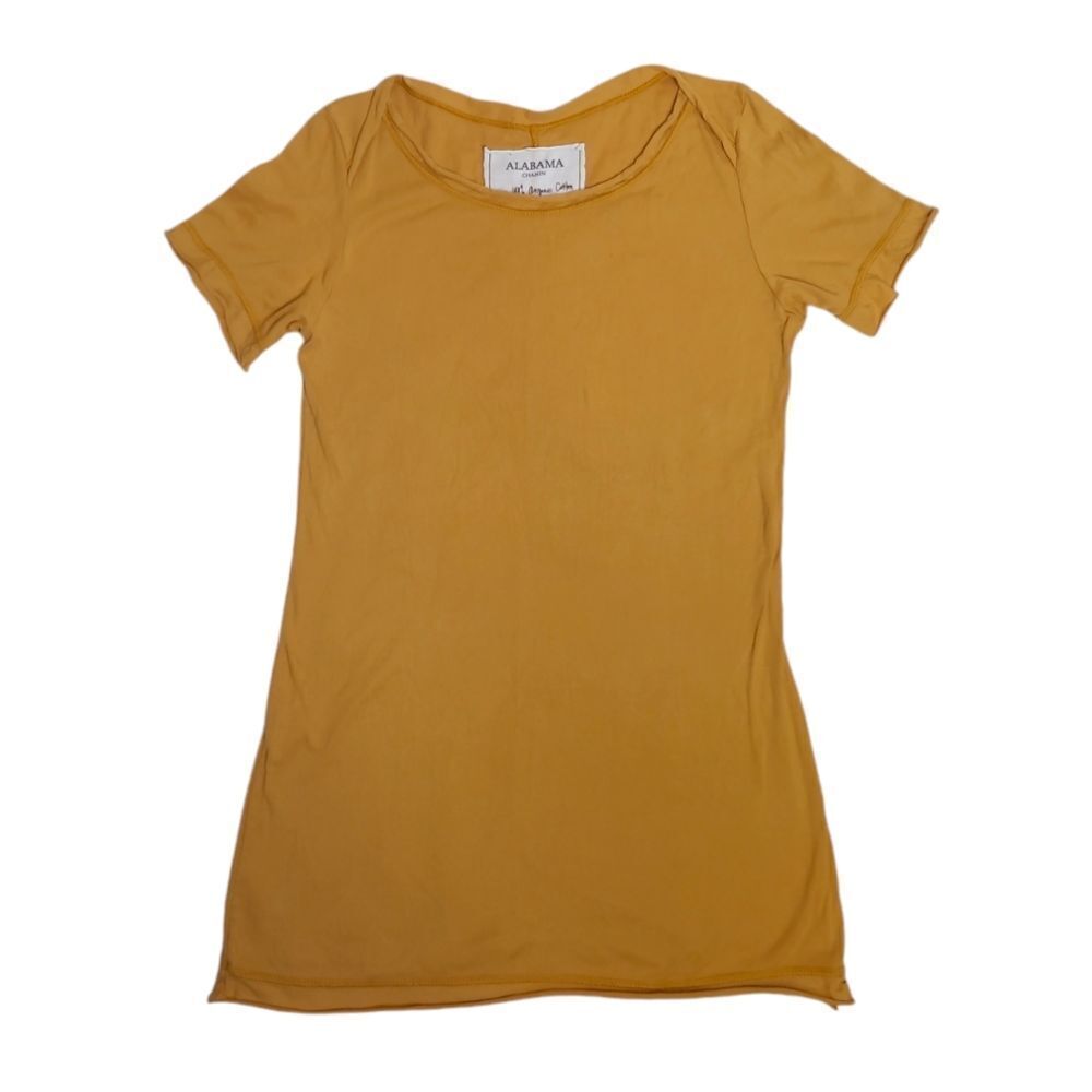 ALABAMA CHANIN mustard‎ yellow organic cotton short sleeve tee shirt AC 110  L